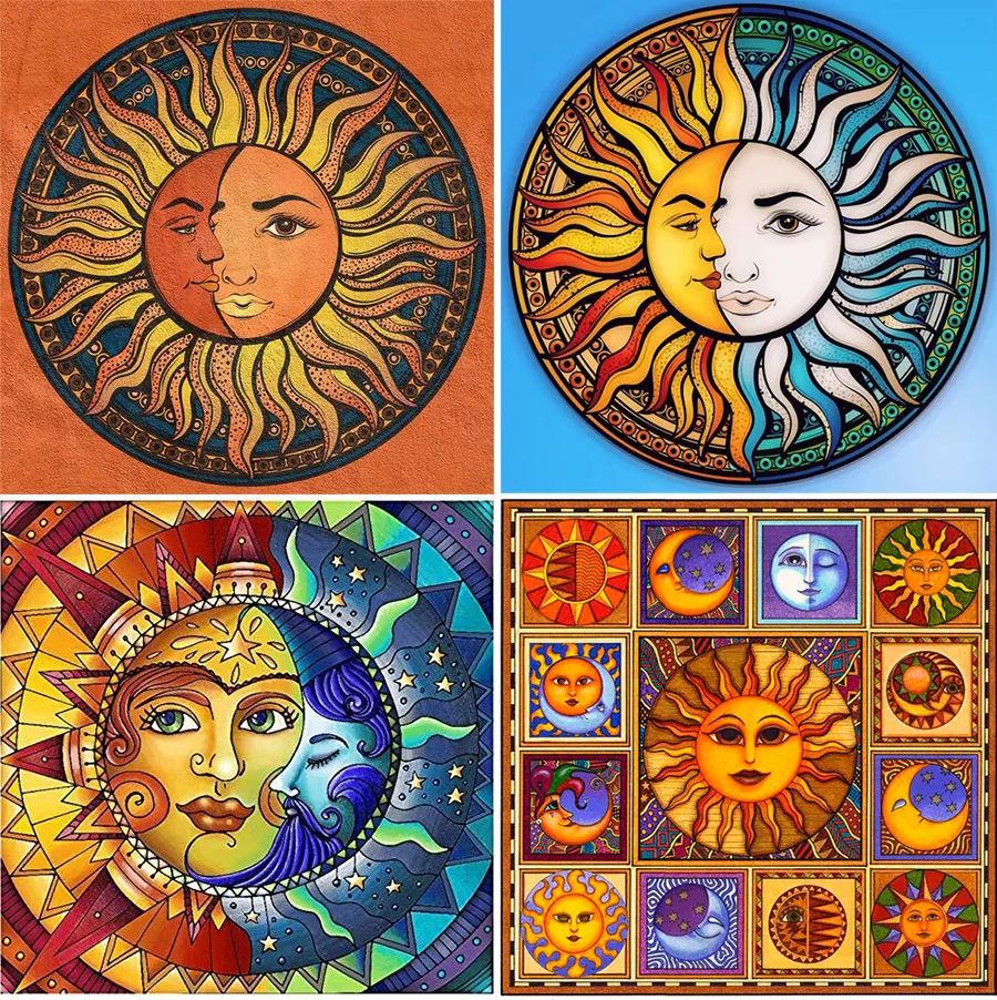 太阳和月亮结合的图案图片