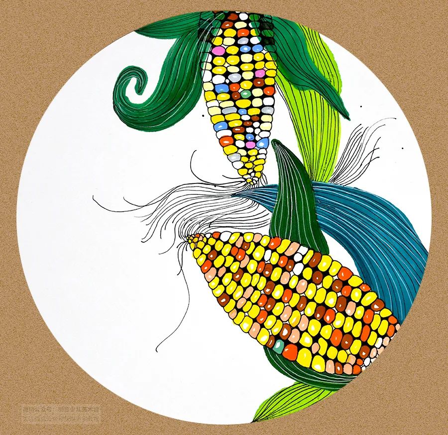 儿童画教程创意美术课程一起来搬玉米
