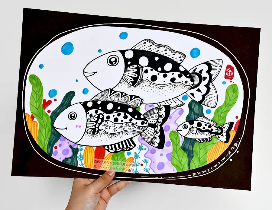 鱼的纹样儿童画图片