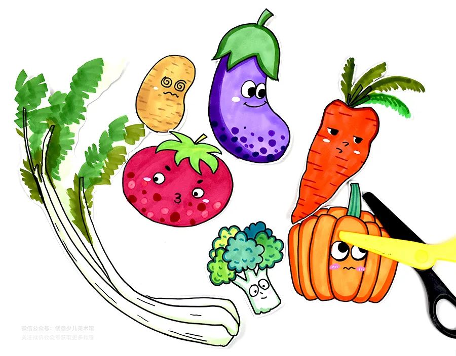 儿童画教程艺术创想课程满满一兜蔬菜