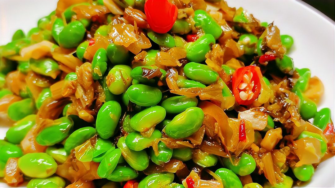 雪菜毛豆子一道既能当下饭菜又能当早餐咸菜吃的菜