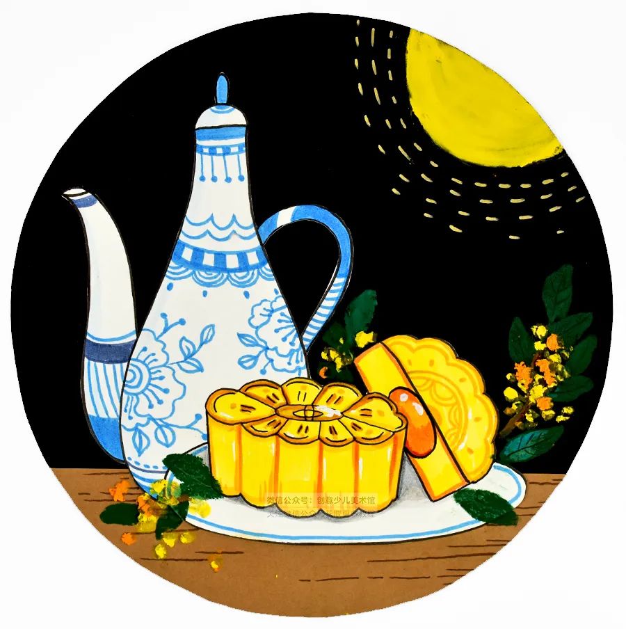 儿童画教程传统节日文化主题课程中秋节的味道