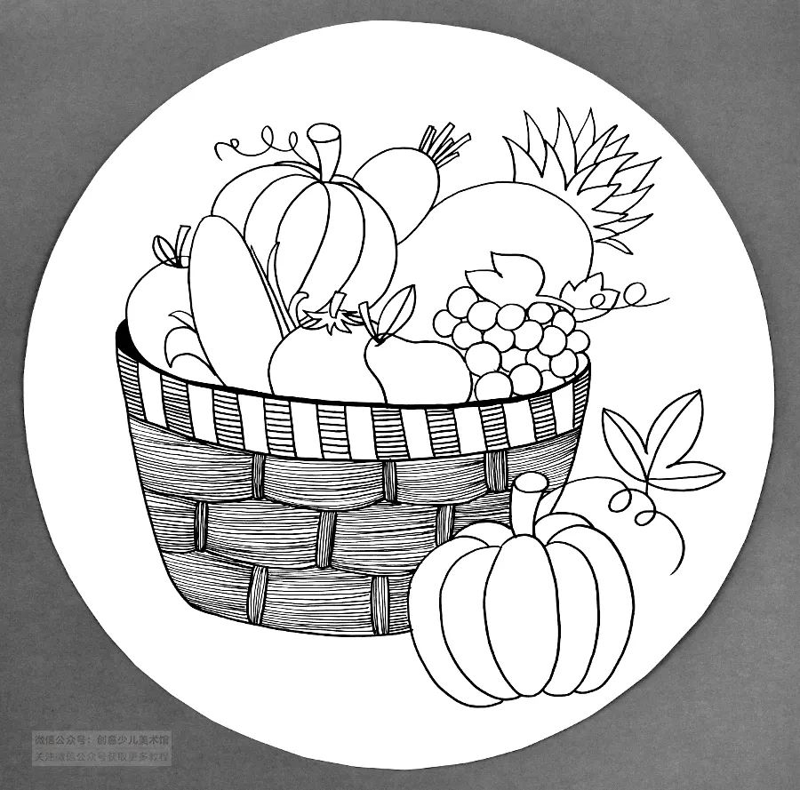 儿童画教程线描装饰美术课程春华秋实