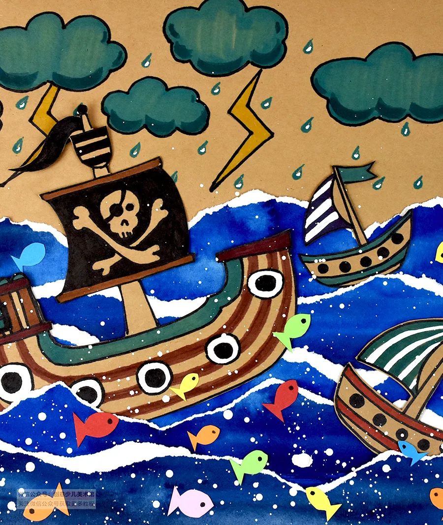 海盗船绘画儿童绘画图片