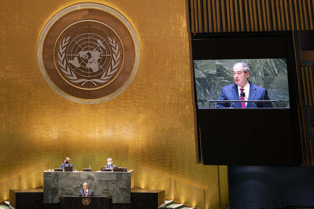 叙利亚外长在联合国大会讲话 图源：人民视觉