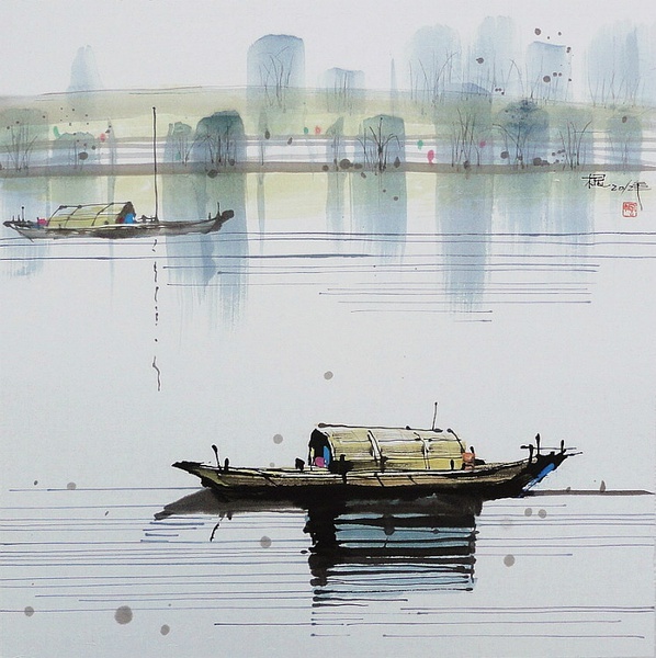 汪钰元的彩墨画唯美诗意