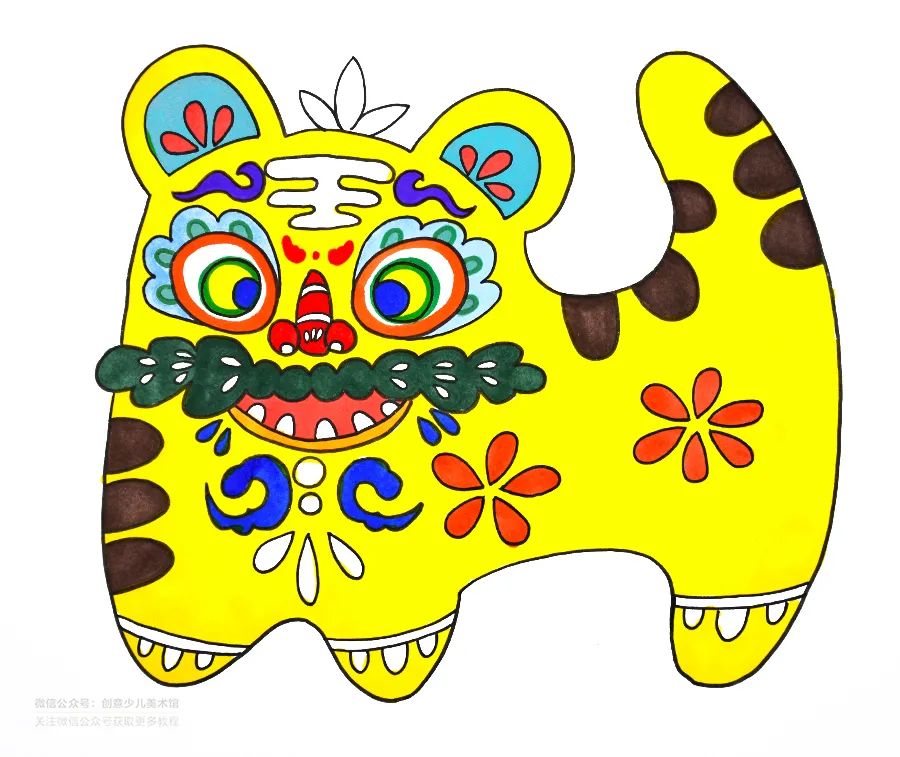 儿童画教程中国传统民间工艺品平安吉祥的布老虎