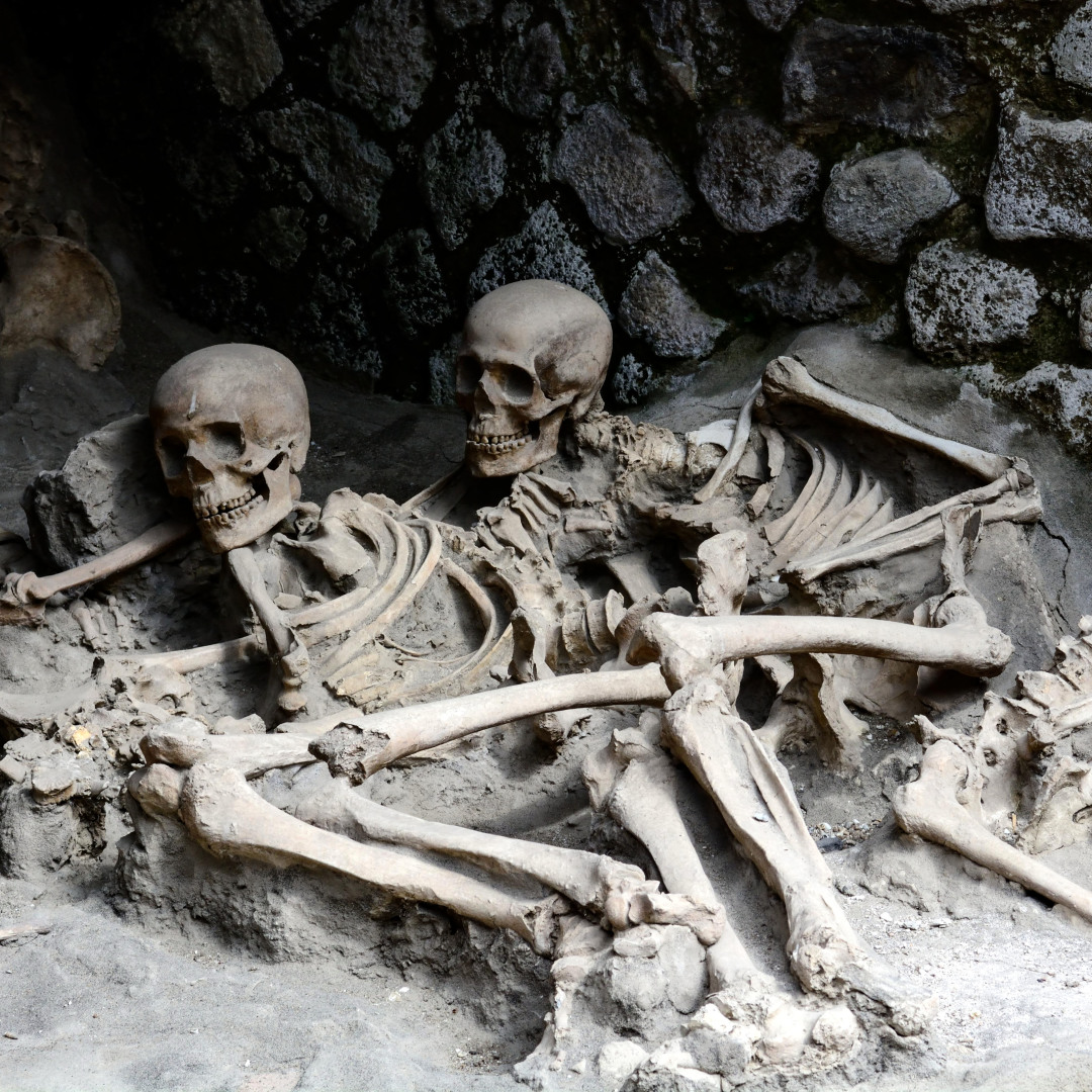 城址的人们直接遭受岩浆的灼蚀,只留下了森森白骨堆由于离火山更近,不