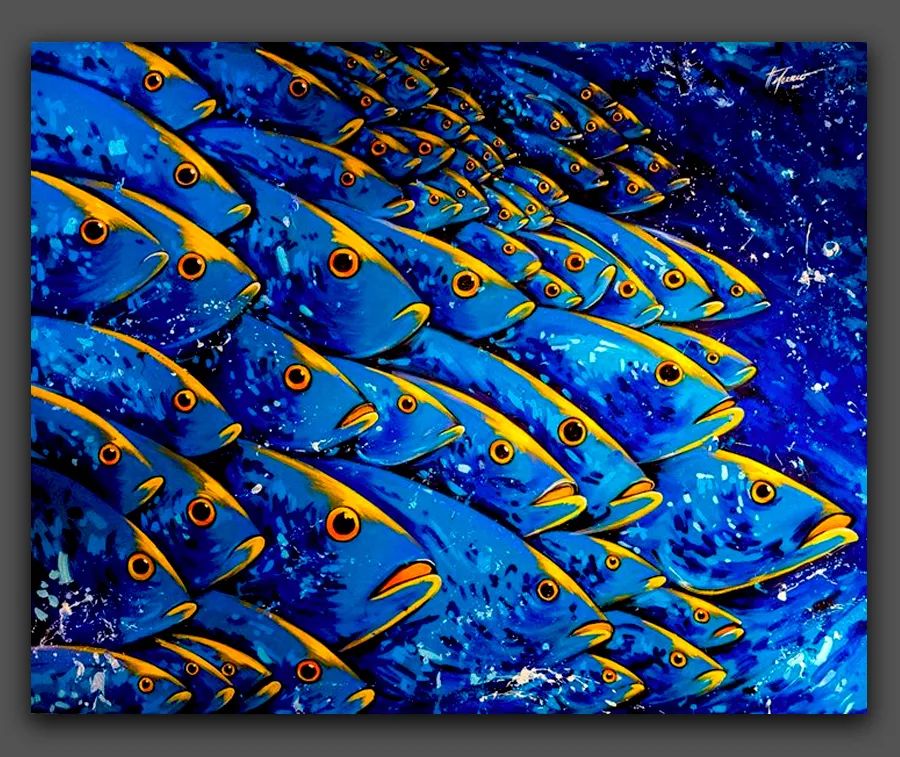 艺术鲜艳强烈的冷暖对比画笔下的水下梦境