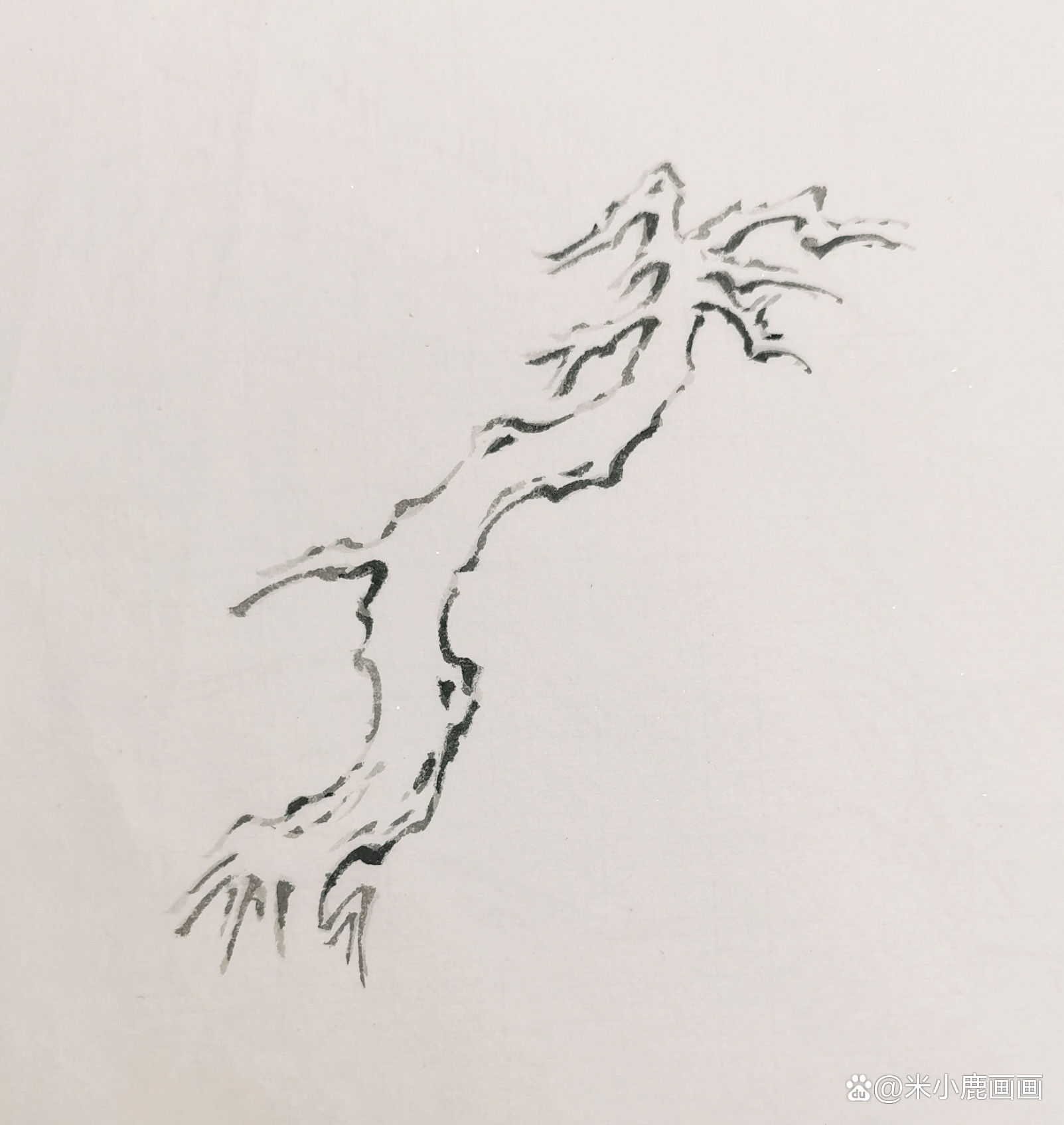 树干皴染法丛竹用笔用墨