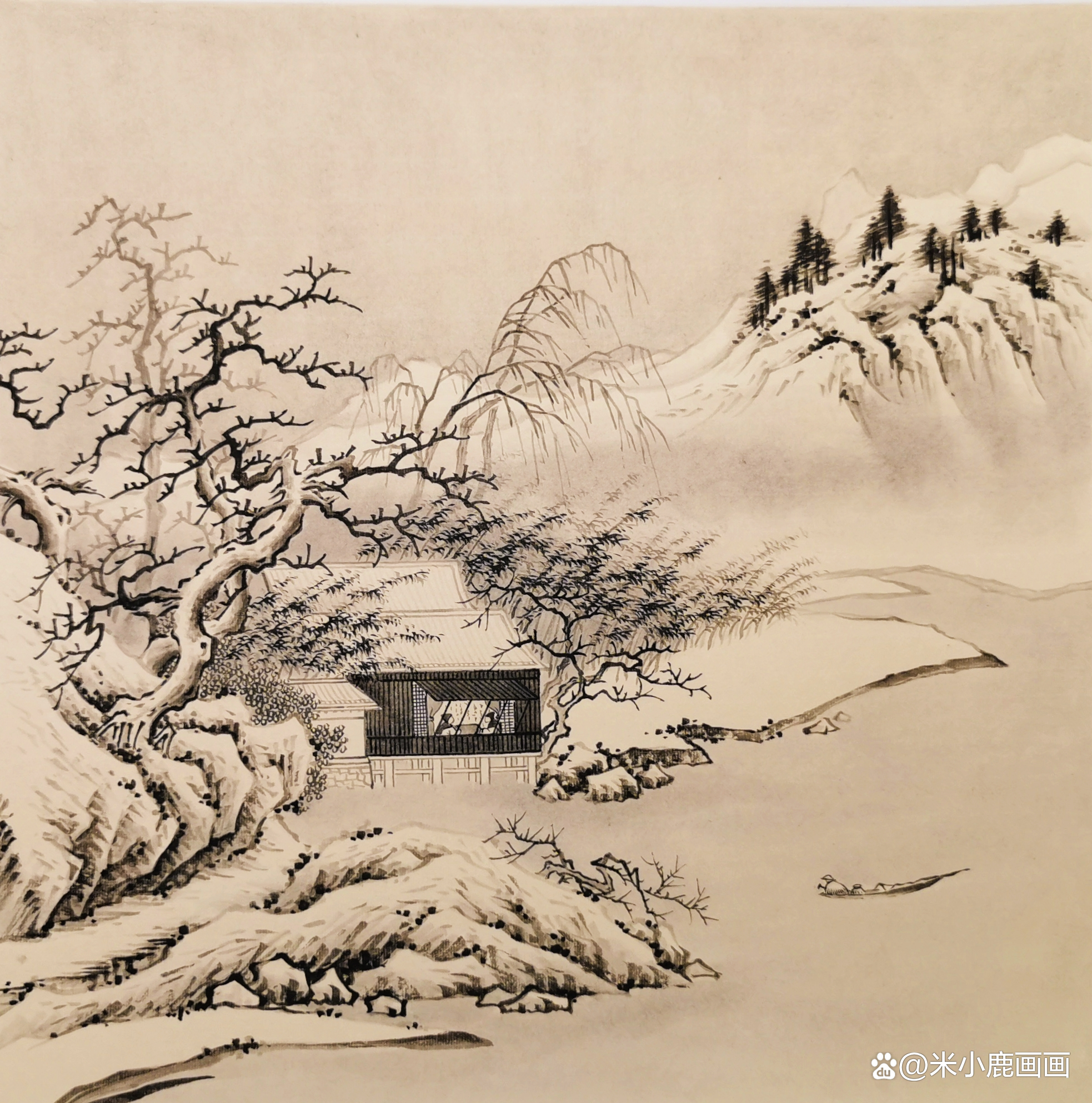 小鹿老师临夏圭雪堂客话图高清步骤图