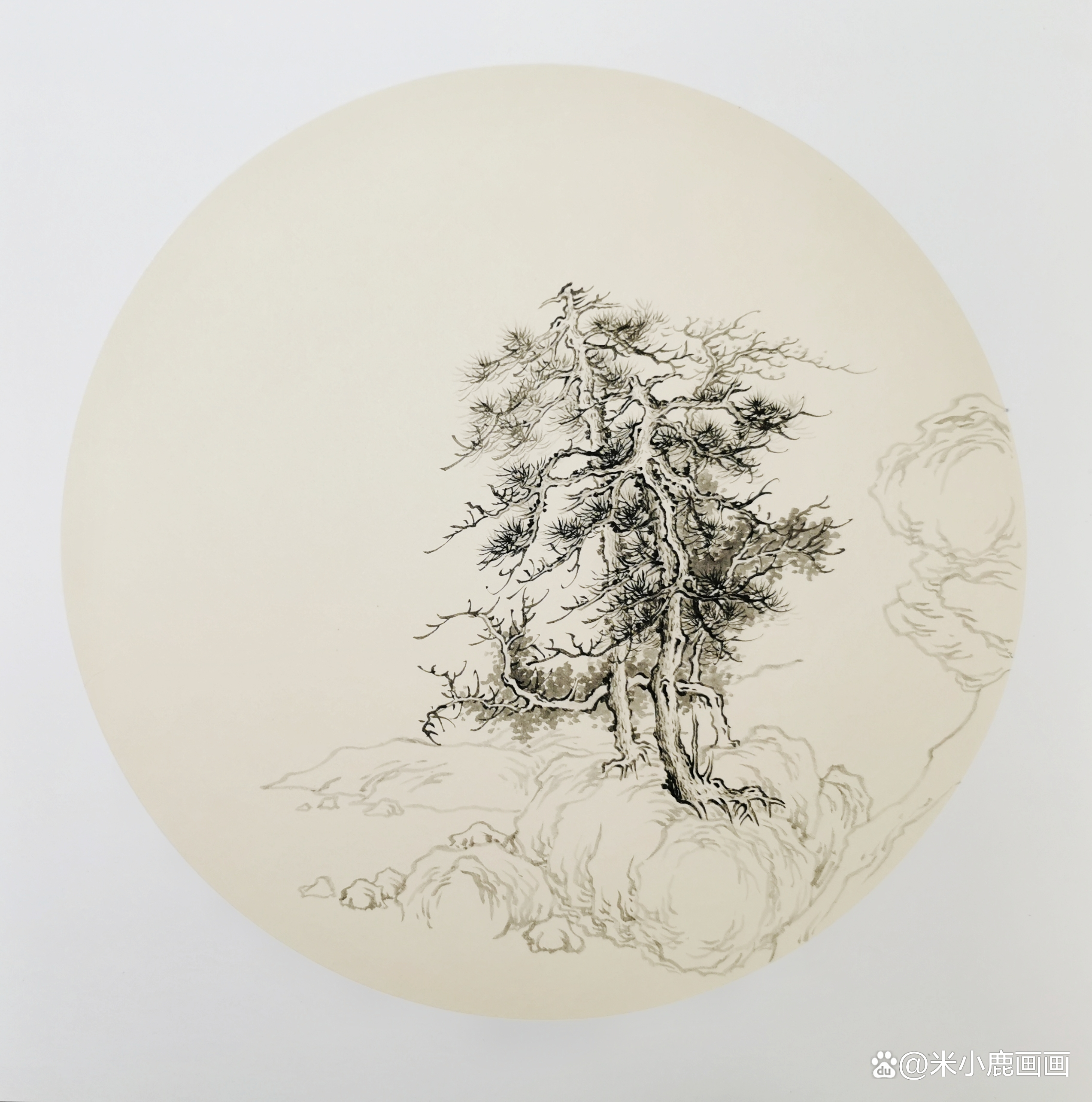 宋代山水小品春江帆饱图课徒稿全集