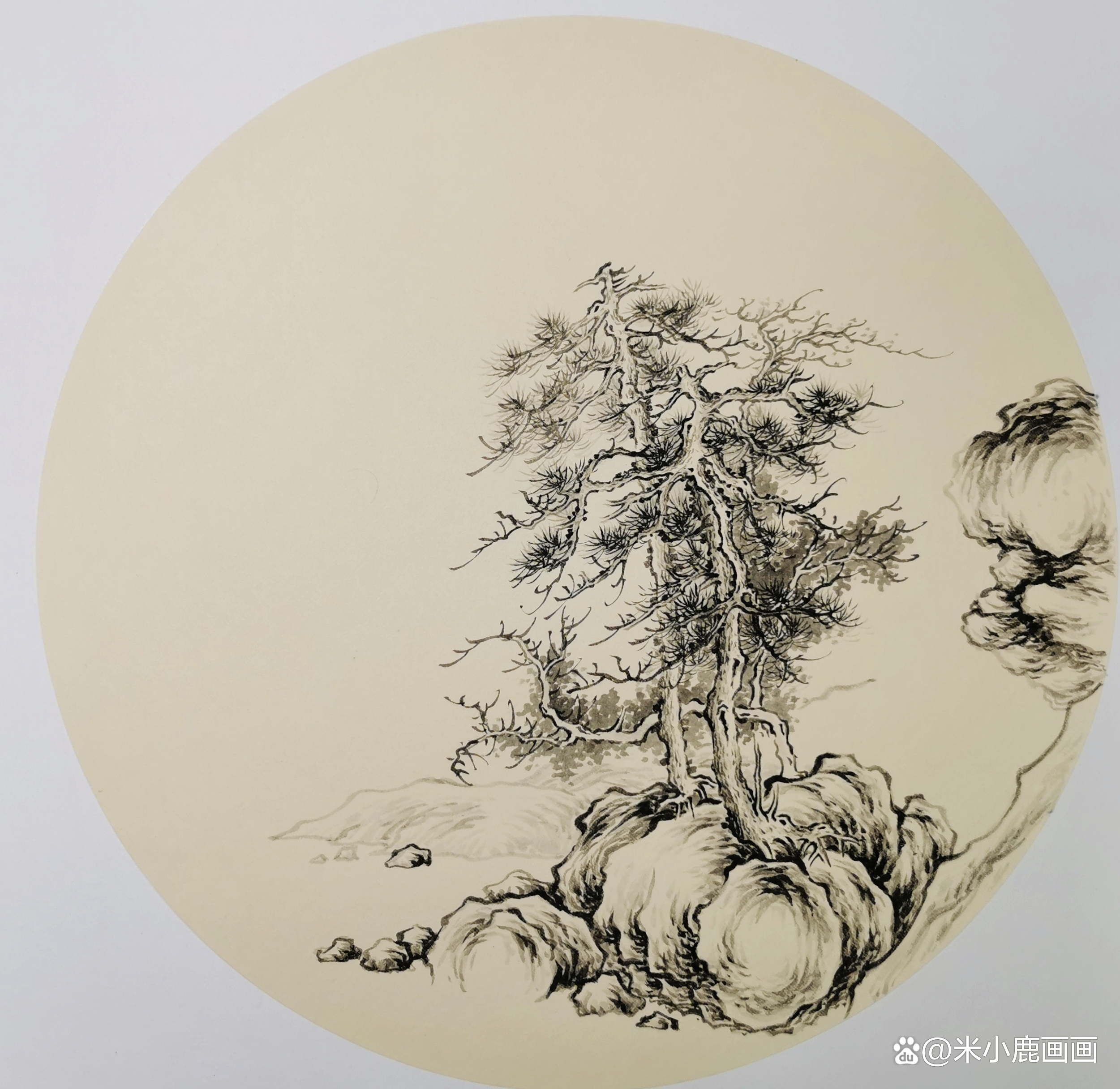 宋代山水小品春江帆饱图课徒稿全集