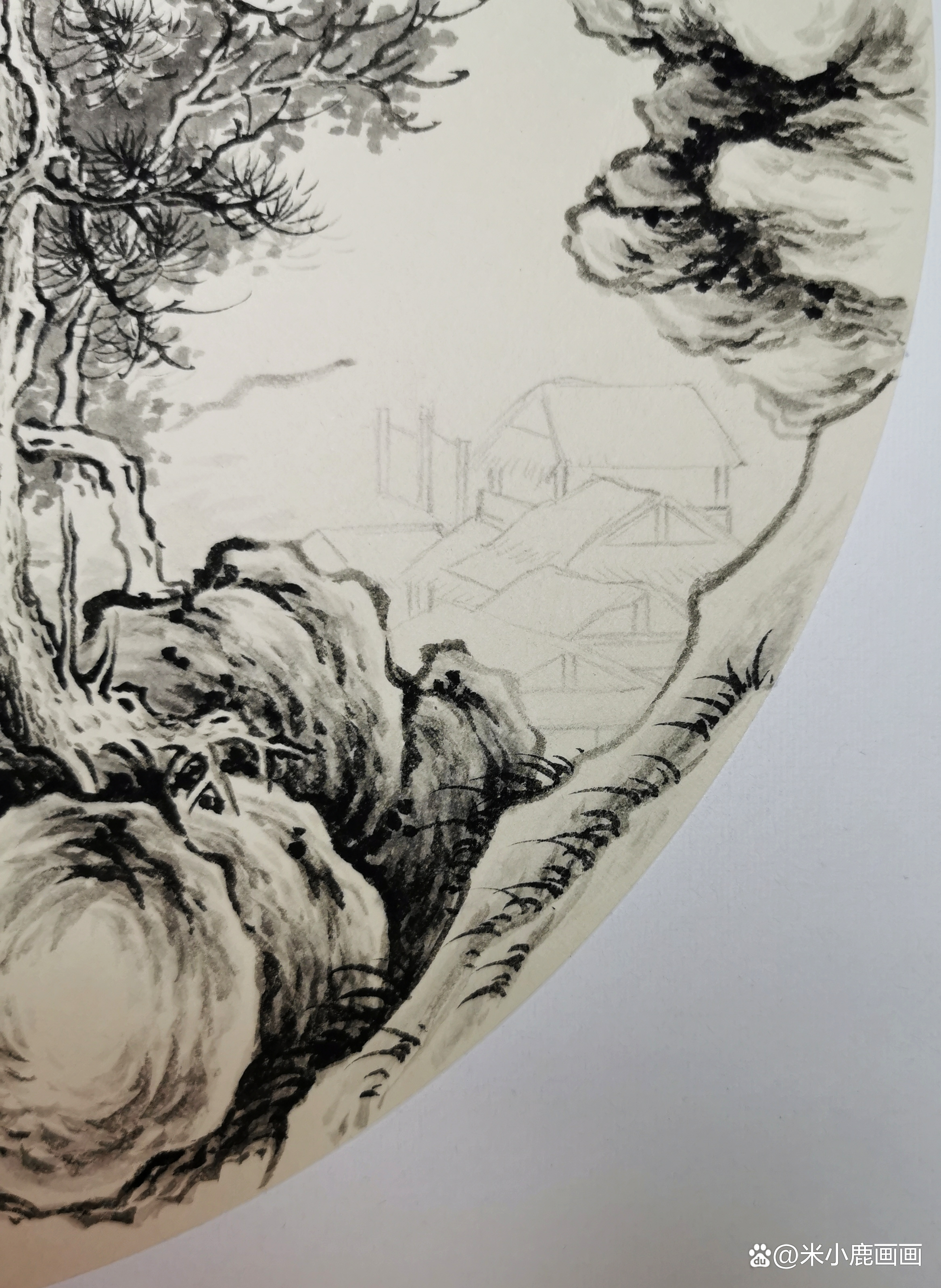 宋代山水小品春江帆饱图课徒稿全集