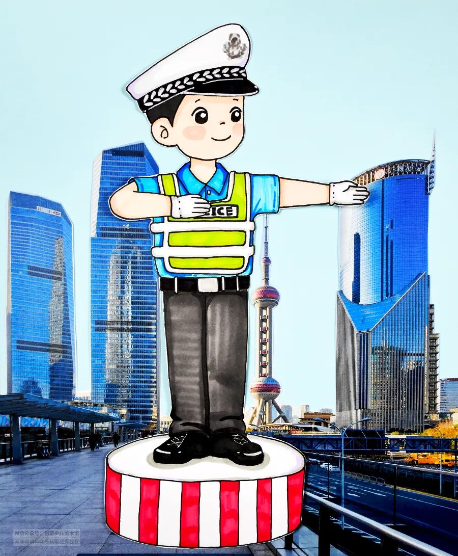 儿童画教程人物动态的练习忙碌的交通警察