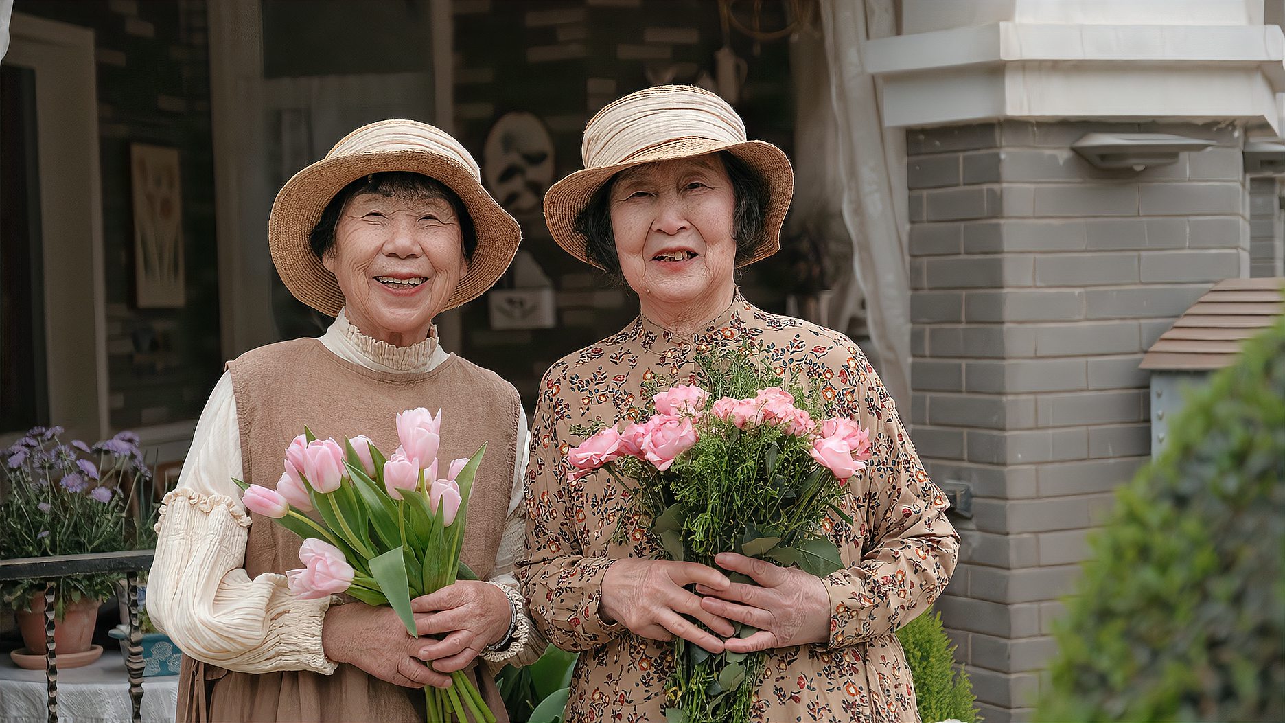 老人姐妹照图片