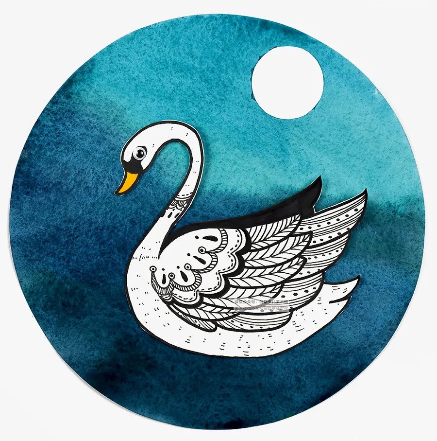 儿童画教程创意线条课程推荐月光下的白天鹅