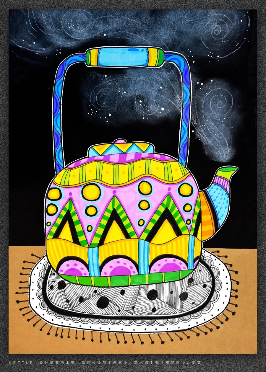 儿童画教程色彩与线条的运用我的水壶我设计