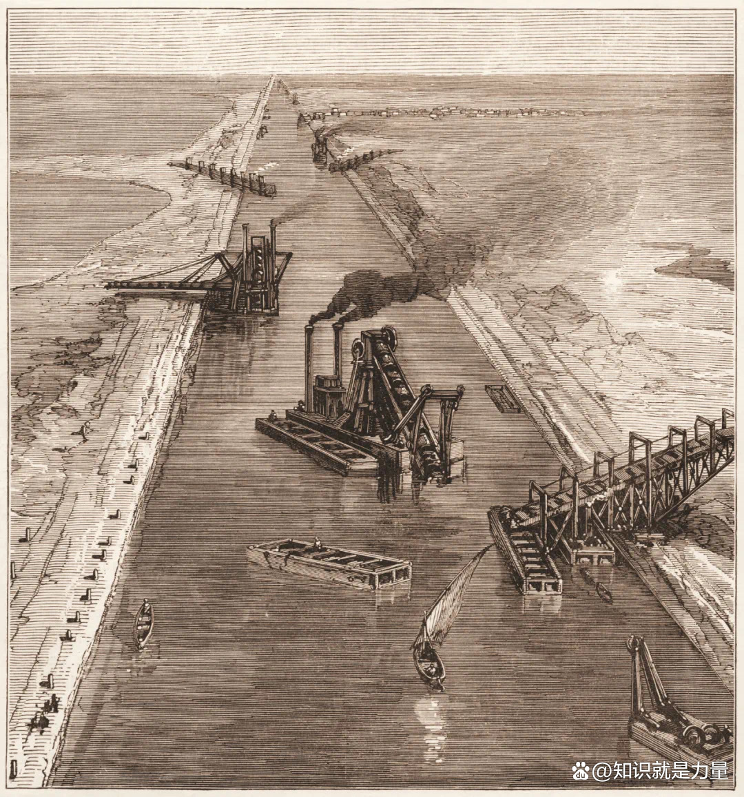 19世纪60年代，埃及苏伊士运河的挖泥船